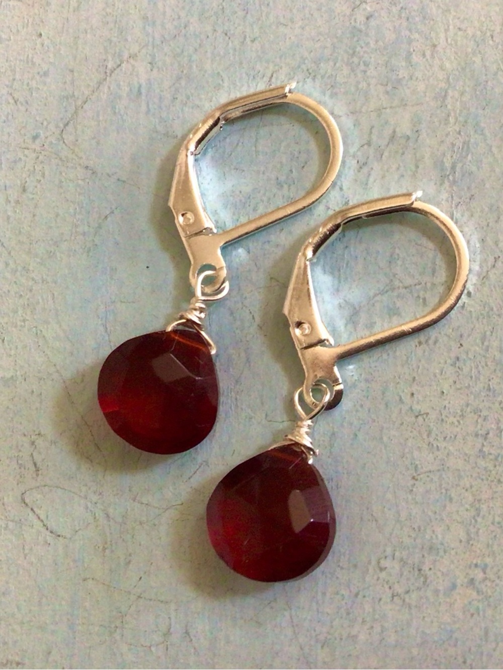 Red Garnet Sterling Silver Sundance Charm Earrings